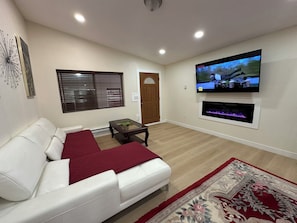 Living room sofa, can sleep one person as well.