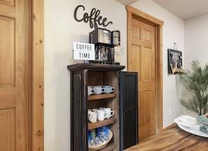 Start your mornings right at this vacation rental home with a fully stocked coffee bar, complete with K-cups, ground coffee, creamer, sugar, tea bags, and a kettle. Everything you need for a perfect cup of coffee or tea to kick off your day in Branson!