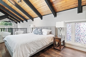 Master King loft suite. Baby Pack and Play available.