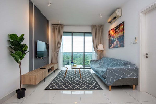 Tastefully furnished living area.