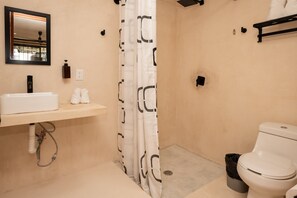 Bright and Ventilated Private Bathroom
Includes eco-friendly product dispensers, softened water system, and everything you need for a refreshing shower.