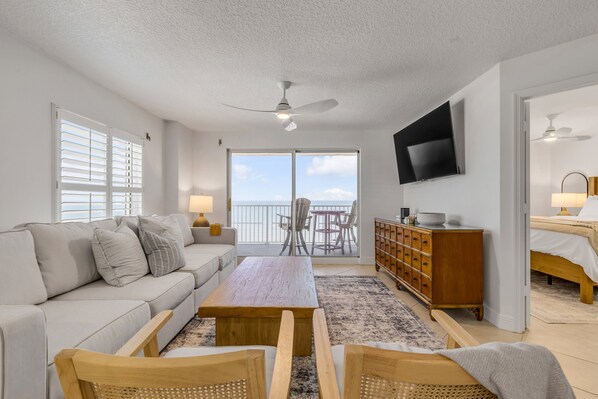 Welcome to "Bliss at the Beach" Seawinds 905—a 9th-floor direct oceanfront corner condo on no-drive Ormond Beach