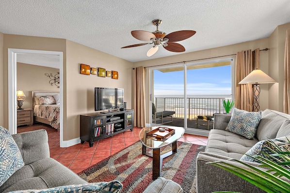 Welcome to Seawinds 301, the Bahamian condo—your direct oceanfront corner escape on Ormond Beach's peaceful no-drive beach