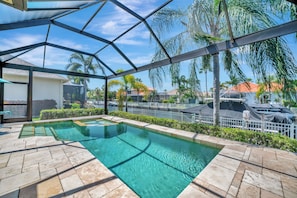 A stunning pool offering breathtaking views of the canal.
