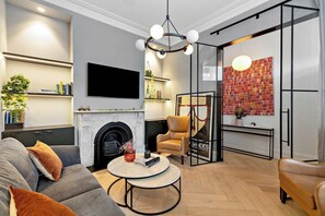 Living room with fireplace