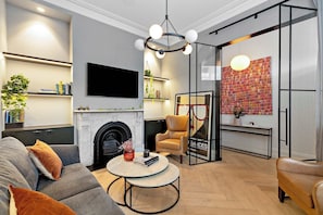 Living room with fireplace