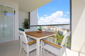 Another picture of the terrace facing south-east with outdoor dining area for four guests