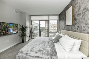 Bedroom 2 with comfortable King Bed and en-suite bathroom (walk-in shower)