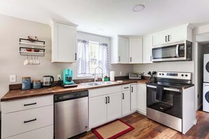 Nice natural lighting coming in from windows and everything you need for your stay.