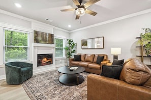 Enjoy luxury amenities for 10 guests in our 3 bedroom, 2 bathroom home with a fully stocked kitchen and cozy living room.