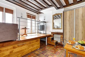 The open-plan living, kitchen and dining area