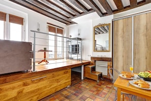 The open-plan living, kitchen and dining area
