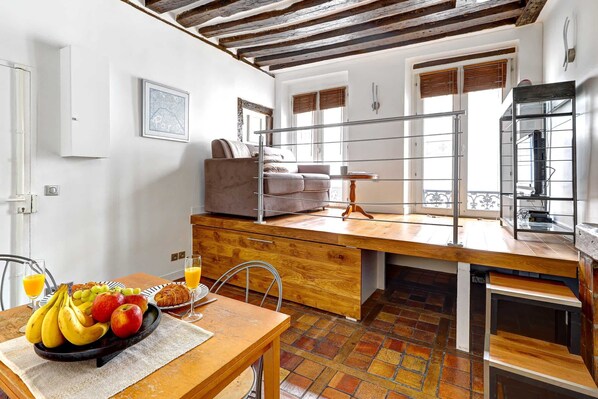 The open-plan living, kitchen and dining area