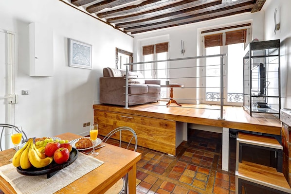 The open-plan living, kitchen and dining area