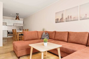 A bright, open-concept layout combines the living and dining areas for a seamless flow and social atmosphere.