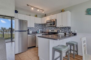 Indoors, Kitchen, Appliance, Refrigerator, Microwave