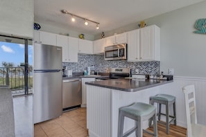 Indoors, Kitchen, Appliance, Refrigerator, Microwave