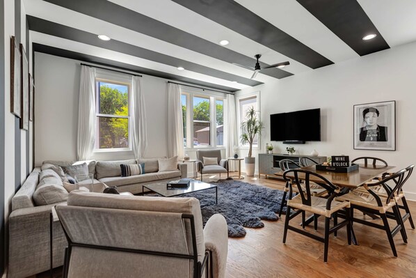 *The open concept living rooms and kitchens each with dining tables ensure that everyone can participate in the fun! 
The homes offers plenty of space to spread out and settle in.