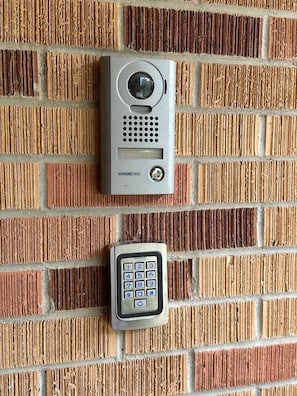 Top: Video doorbell to host. Bottom: School Entrance Key Pad.
