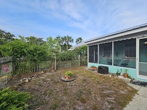 Semi-private front yard area