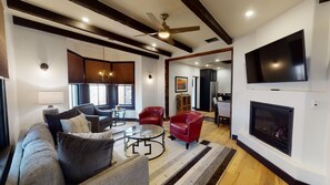 Large living room area with firplace
