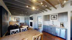Well appointed kitchen with high end appliances