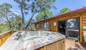 Private hot tub on back deck