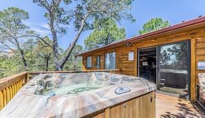 Private hot tub on back deck