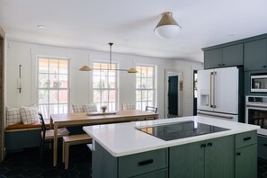 Induction Stove, Beautiful Island and Welcoming Vermont farm table