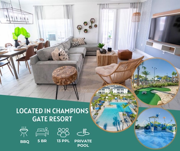 Spend your holidays in a 5 bedroom, 4 bathroom townhome.