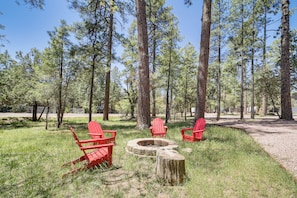 Backyard | 1-Acre Property | Fire Pit