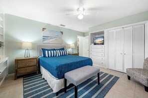 Primary Queen Bedroom with overhead fan