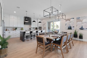 Open Floor Plan on first Level with Kitchen, Dining and Living Room.