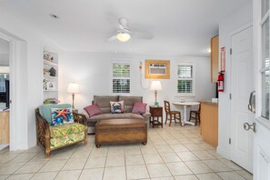Unit B Living Room - Patio Access,  Queen Sleeper Sofa + TV