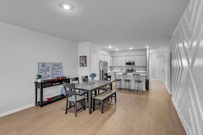 Floor, Indoors, Flooring, Dining Room, Dining Table