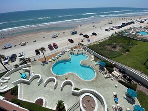 Southeast views of the ocean, beach and pool.  Enjoy beautiful sunrise views too