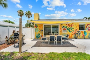 Gorgeous tropical inspired outside mural