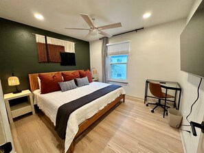 King Bedroom #2 with roku tv and work station