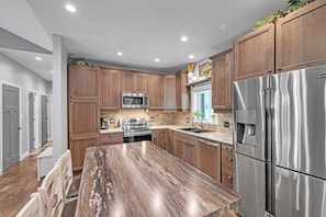 Indoors, Kitchen, Hardwood, Appliance, Refrigerator
