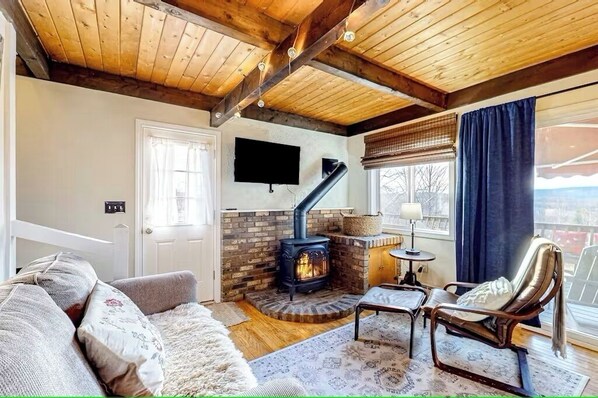 living room with gas fireplace