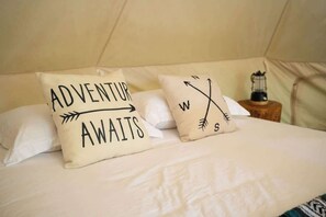 Explorer Pillows in a Glamping Tent