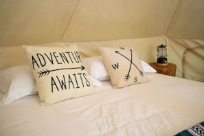 Explorer Pillows in a Glamping Tent