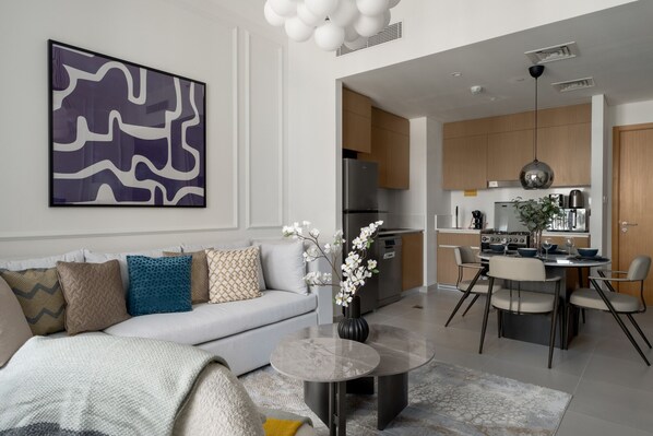 Serene holiday rental in Dubai Creek Beach with balcony and amazing facilities
