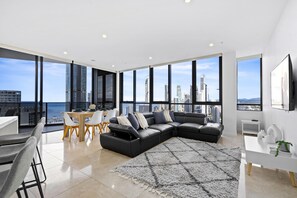 Experience luxury living while lounging around this elegant living room