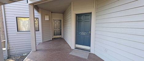 Entry to both units (B on right, A ahead)