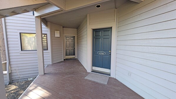 Entry to both units (B on right, A ahead)