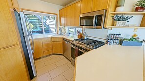 Kitchen with stainless steel appliances