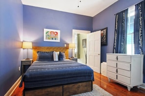 Middle room with memory foam queen bed, closet—semi-private, walk-through access to master suite (1)
