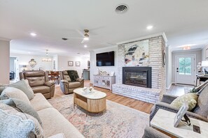 Living Room | Electric Fireplace | Central Heating & A/C