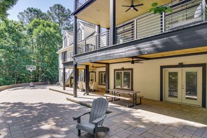 Spacious Patio | 4-Story Home | Seating | Basketball Hoop